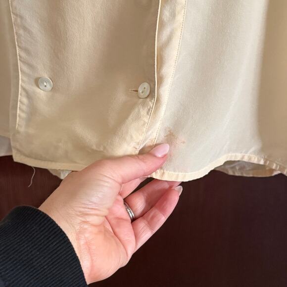 80s Vintage OMANTI 100% Silk Double Breasted Button Down Blouse Shirt Jacket 10 - Picture 6 of 6